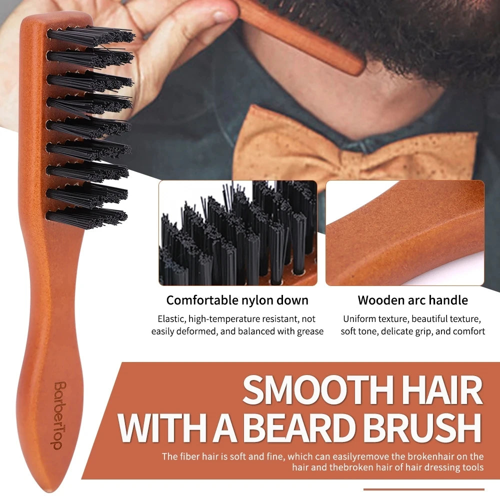 BarberTop Wooden Handle Boar Bristle Cleaning Brush Hairdressing Soft Beard Cleaning Brush Men Barber Beard Shaving Tool