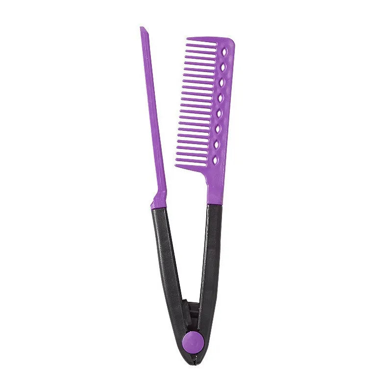 Barber V Type Hair Straightener Comb Anti-static Salon Hairdressing Brush Comb Folding Styling Tools Hair Comb Clip Women