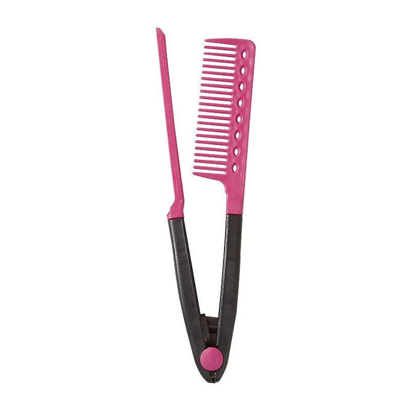 Barber V Type Hair Straightener Comb Anti-static Salon Hairdressing Brush Comb Folding Styling Tools Hair Comb Clip Women