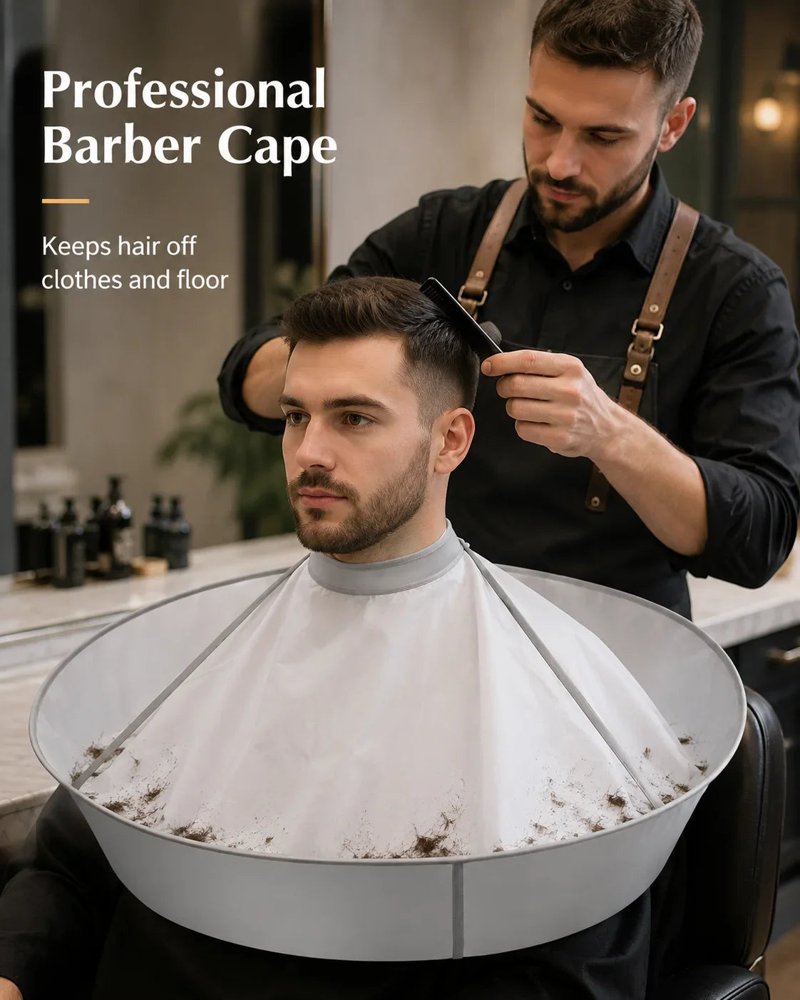 Barber Cape for Hair Cutting, Hairdressing Apron for Adults, Hair Coloring Cape with Velcro Closure