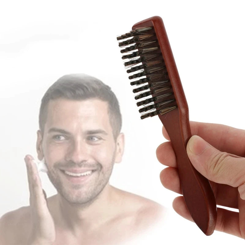 BarberTop Wooden Handle Boar Bristle Cleaning Brush Hairdressing Soft Beard Cleaning Brush Men Barber Beard Shaving Tool
