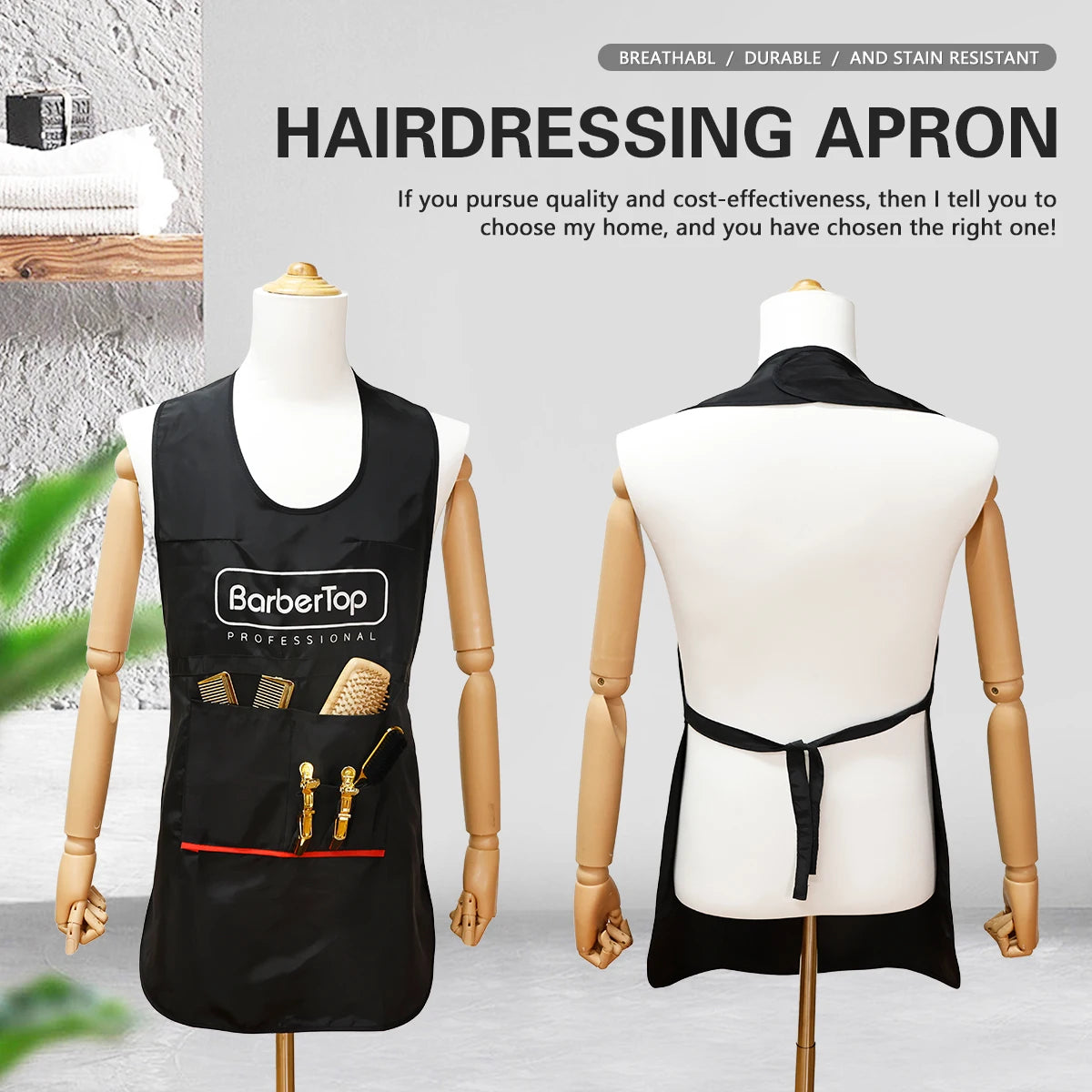 delantal profesional para peluquería y barbería