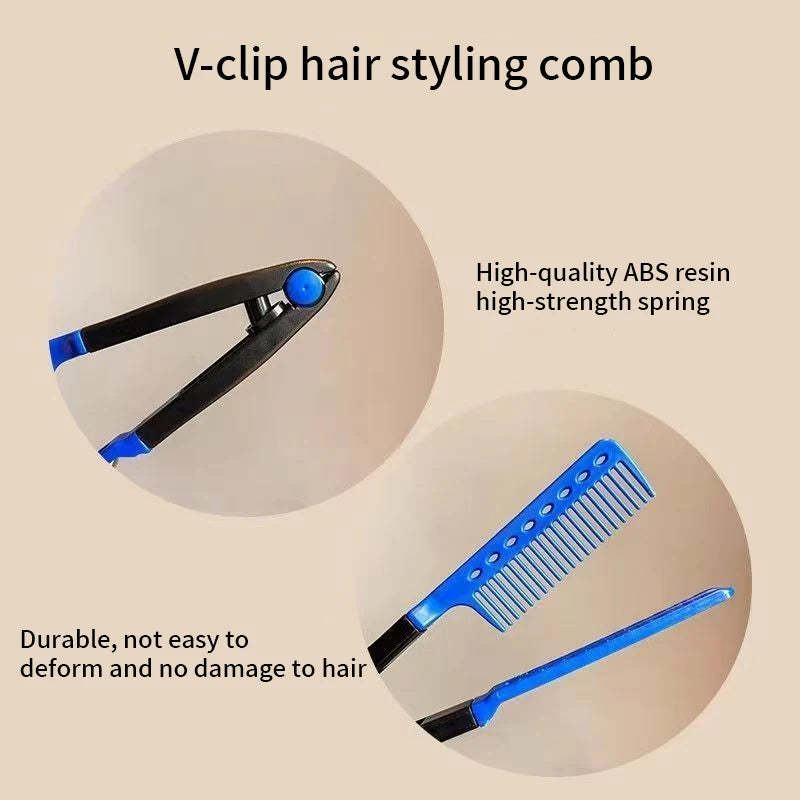Barber V Type Hair Straightener Comb Anti-static Salon Hairdressing Brush Comb Folding Styling Tools Hair Comb Clip Women