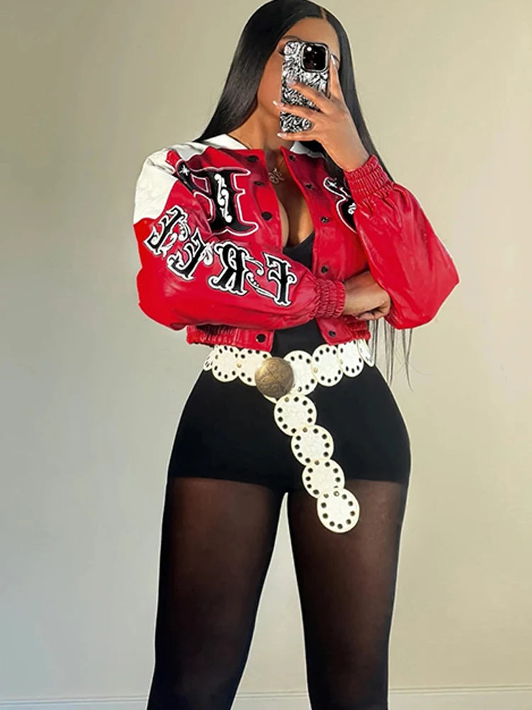 set chaqueta beisbol crop y short sb